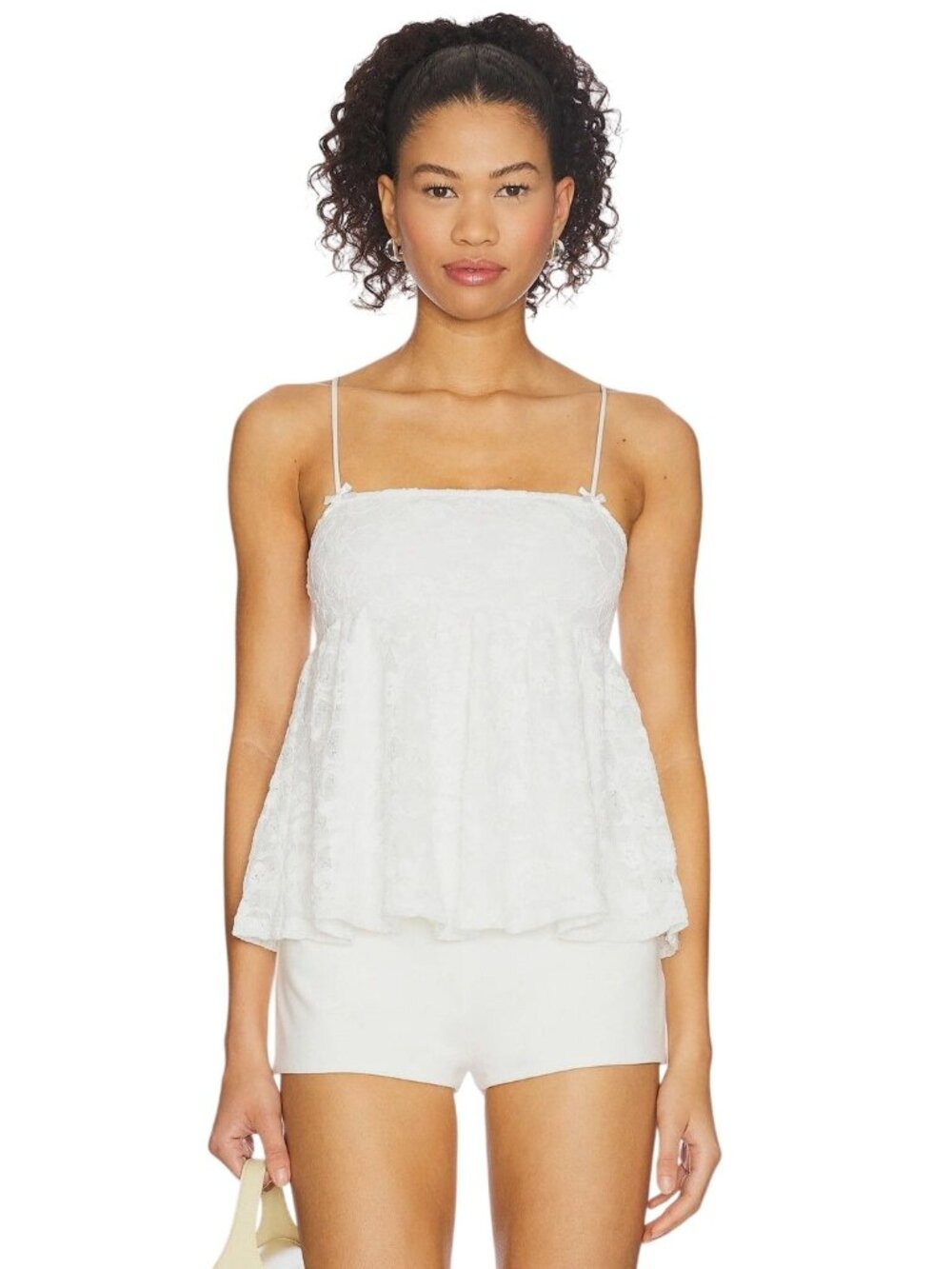 MORE TO COME Solana Babydoll Top in White Medium New Womens Tank